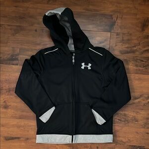Boys Under Armour Black Full-zip Hooded Sweatshirt - Size Youth Medium EUC